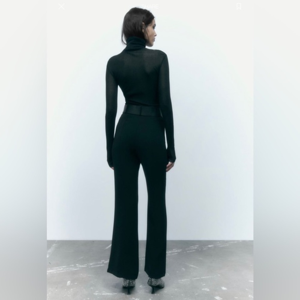 ZARA‎ BELTED FLARE PANTS - Picture 5 of 10